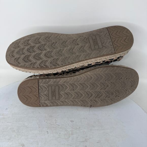 Toms X Clare V. Espadrille Flats Leopard Heritage Canvas Brown Womens Size 8.5 - Picture 7 of 8